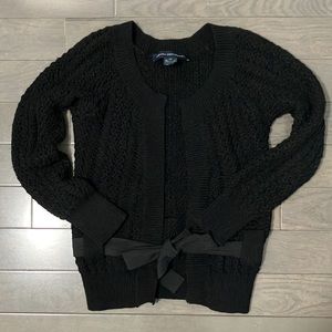 French Connection Open Front Wool Cardigan with Ribbon Tie Size S